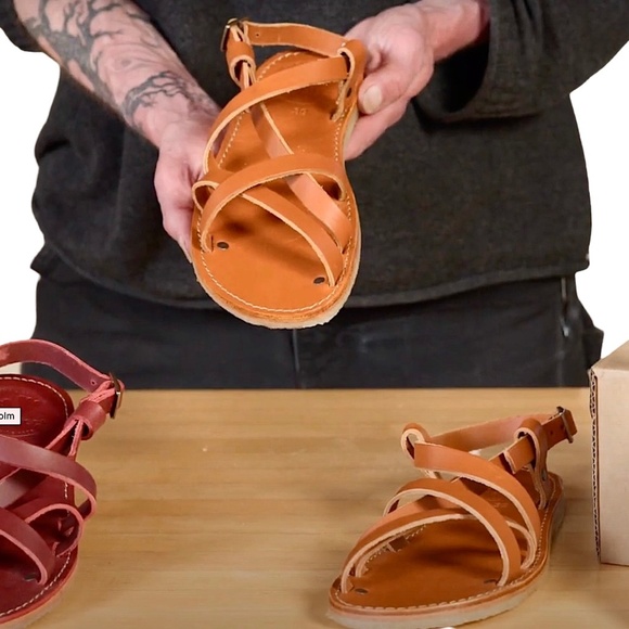 DUCKFEET Bornholm Leather Cross Strap Flat Sandals DENMARK - Picture 2 of 11